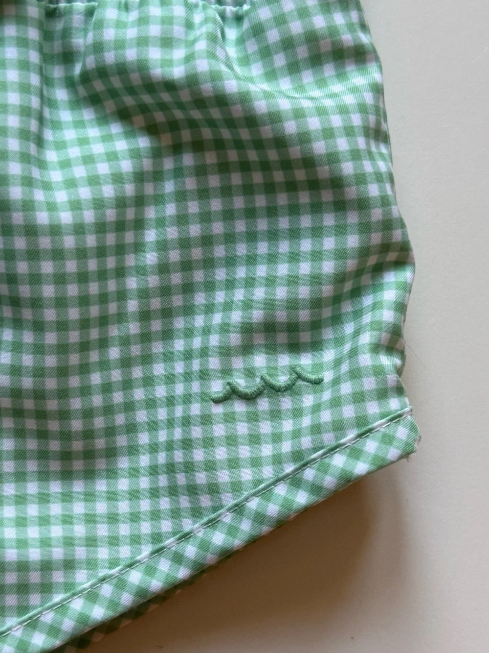Minnow Boys Gustavia Green & White Gingham Boardie - Size 1T